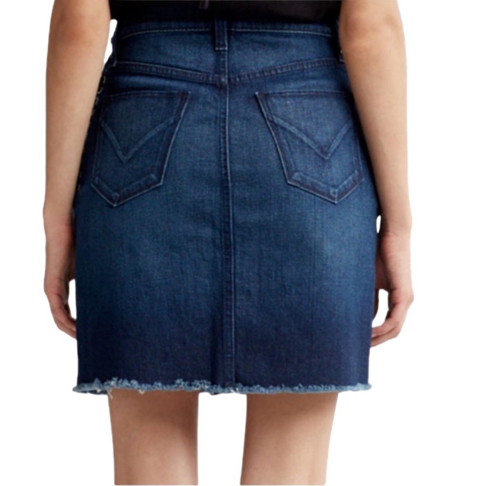 HUDSON Lulu Side Lace-up Jean Skirt w/ Distressed Hem in Deep Dark Blue Sz 28 - Picture 4 of 8
